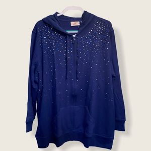 Quacker Factory zip front hoodie Sz 2XL